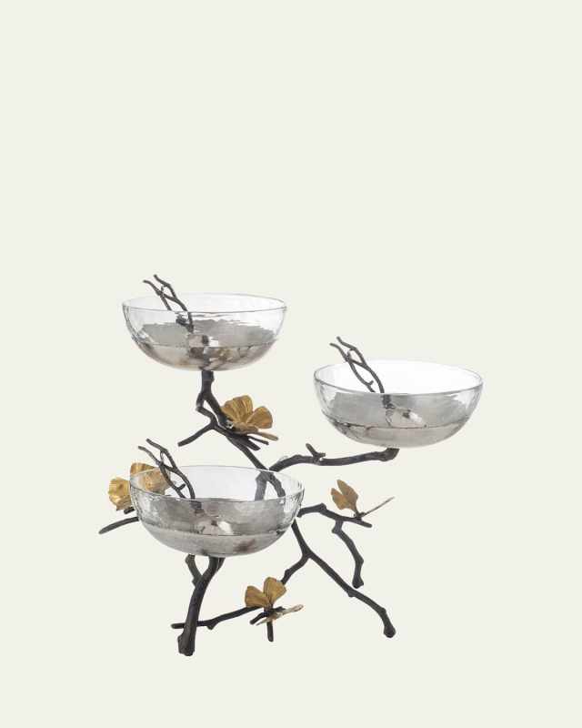 Butterfly Ginkgo Triple Bowl Set